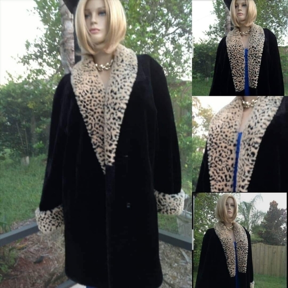 NEW FAUX FUR COAT WITH LEOPARD ANIMAL PRINT SIZE MEDIUM - Picture 9 of 13
